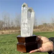 1.04kg Natural Clear Quartz Obelisk Quartz Cystal Point Wand Tower + Stand