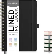 Lined Spiral Notebook Journal for Women, 140 Pages Hardcover Leather Notebook Co
