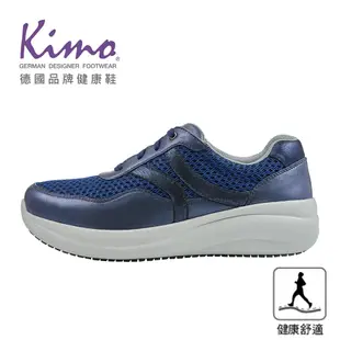 【Kimo】專利足弓支撐-珠光山羊皮透氣網布萊卡健康鞋 女鞋（湛藍色 KBCWF141206）
