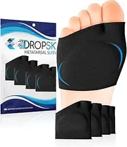 Metatarsal Sleeve with Gel Pads - 2 Pairs - Ball of Foot Cushions with Soft Gel - Fabric Compression - Help Metatarsalgia, Mortons, Neuroma, Calluses Blisters, Diabetic Feet - for Women, Men (Black)