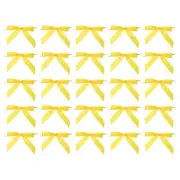50Pcs Small Twist Tie Bows 3.5" Mini Fabric Satin Ribbon Bows Gold Tone