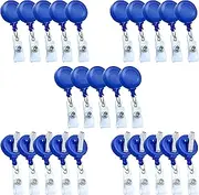Bestom 25 Pack Bulk Premium Blue Retractable ID Badge Card Reel with Clear Vinyl Strap & Alligator Swivel Clip No-Twist Dispenser ID Badge Card Holder for Nurse (Blue, 25 Pack)