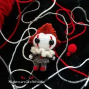 Creepy Cute Clown Mini Crochet/Amigurumi Plush Figure with Red Balloon