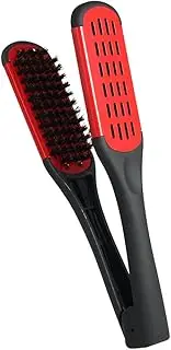 Sangmei Hair Straightening Comb Double Sided Bristle Hair Brush Clamp Straightener Comb Natural Fibres Styling Tool