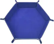 Easy-to-Clean Storage Box for Neat and Tidy Living Space Easy to Clean PU Square Tray for Dice Table Games Game Storage, Sapphires Blue, 17.5 * 17.5