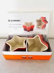 Le Creuset RAMEKINS Set of 2 Star Stoneware CERISE BOXED and NEW