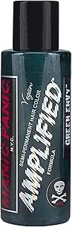 MANIC PANIC Green Envy Hair Color - Amplified - Semi Permanent Hair Dye - Deep Emerald Green with Slight Blue Tint - For Dark & Light Hair, Vegan, PPD & Ammonia-Free, For Coloring Hair for Men & Women