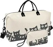 [ZRYSMY] Duffel Bag for Traveling, Group Cute Black Cats Travel Bag Gym Bag, with Multiple Interior Pockets Shoulder Weekender Bag for Women Men with Toiletry Bag 20.5L x 1.9W x 13.8H, Multi-Colored
