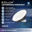 30PCS 13W Flush Dimmable Ceiling Light LED Downlight CCT Tri-color Selectable