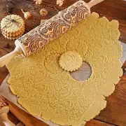 Embossed Wooden Rolling Pin, Embossing Rolling Pin for Baking Fondant, Pizza