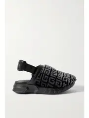 [Givenchy] Givenchy - Marshmallow Leather-trimmed Logo-print Shearling Clogs - Black - IT40 IT 40 Black