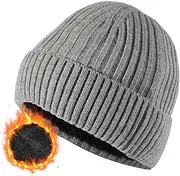 [LOKZEER] Winter Beanie Hat for Men Women: Warm Knit Skull Hat with Thermal Thick Fleece Snow Cap Winter Gifts for Family and Friends