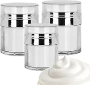 3 Pcs Airless Pump Jar Empty Refillable Travel Cream Bottle(15ml+30ml+50ml),Vacuum Press Pump Bottle,Airless Pump Jar Airless Pump Bottle,Leak-Proof DIY Travel Lotion Moisturiser Pump Dispenser