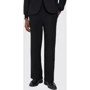Mens Black Wide Leg Boucle Smart Trouser