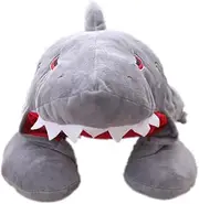 Totority Shark Hat Neck Pillow Cartoon Hat Neck Support Pillow Travel Pillow Shark Cap Funny Headwear Grey