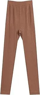 [ANRIO] Stretchy Silk Warm Thermal Long Underwear for Women's Slim Fit Base Layer Long Johns Mulberry Silk Bottom Pants (Color : Camel, Size : Small/Medium)