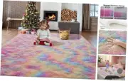 Rug for Girls Bedroom, 5x7 Fluffy Area Rugs for Kids Playroom, 5×7 Rainbow