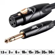 1.5-35FT 3-Pin XLR Female to 1/4" 6.35mm TRS Male Audio Balanced Cable Mic Gold