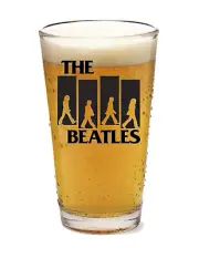 The Beatles - Abbey Rd. (Black) - Rock & Roll - 16oz Pint Beer Glass Pub Barware