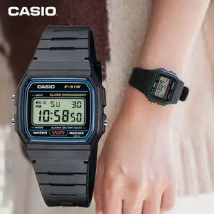 卡西歐 Casio男女數字防水手錶鬧鐘秒錶g防震手錶兒童手錶f-91w