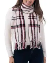 Style & Co Women's Chenille Plaid Fringe-Trim Scarf