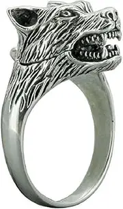[MayiaHey] Howling Wolf Head Ring, Nordic Viking Wolf Head Biker Ring for Men, Wolf Head Fan Ring, Punk Warrior Wolf Head Jewelry, Hip Hop Wolf Head Animal Ring for Boys