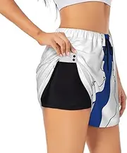 [GaxfjRu] Finnish Flag Map Print Women's Running Shorts High Waisted Running Shorts Pocket Sporty Gym Elastic Short