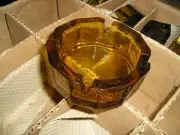 Vintage Federal Glassware Sun Gold Ashtray 4" ---- NEW OLD STOCK