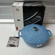 Staub Enameled Coated Cast Iron French Oven, 3.75 Quart, Ice Blue