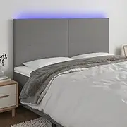 Bed Headboard LED, Beds Head Frame LED Headboard Dark Grey 200 cm Fabric