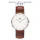 Daniel Wellington 手錶 Classic St Mawes 40mm棕色真皮皮革錶-兩色任選(DW00100006 DW00100021)/ 銀框