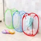 Folable Laundry Basket Mesh Hamper Washing Clothes Bag Storage Kids Toys Bin