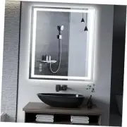 LED Bathroom Mirror with Lights 28"x32", Fogless, Dimmable, 3 Color Modes,