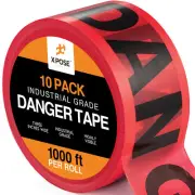 Red Danger Tape-1000 Ft x 3" -Barricade Tape, Crime Scene Barrier 10pk