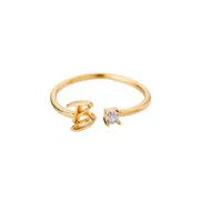 Trendy AZ Initial Rings Stainless Steel Wedding Ring Women Tiny Gold Sliver Color Couple rings Jewelry Accessories Gift - 7 B Gold color