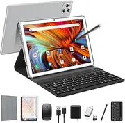 [EITOMIN] Tablet 10 inch 2025 Latest Android 13 Tablet 128GB ROM+16GB RAM+1TB Expandable Octa-Core 5G WiFi 1080FHD/13MPCamera/7000mAh/Bluetooth 5.0/GPS/Tab with Keyboard/OTG/Mouse/Pen Silver