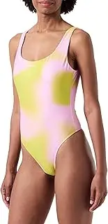 [Pinko] Women's Dahila Tecno Piquet St. Gradient Costume One Piece Swimsuit, Hn1_Yellow/Pink