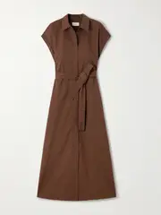 [Matteau] Matteau - Organic Cotton-poplin Midi Shirt Dress - Chocolate - 2 2 Brown