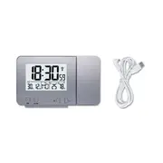 Alarm Clock With Time Temperature Projection Usb Charging Silver Alarm Clocks & Clock Radios