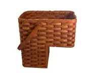 Amish Stair Step Wicker Wide Storage Basket Swinging Handle by Amish Baskets and