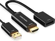 HDMI to DisplayPort Adapter with USB Power, CableCreation 4K@60Hz 2560 * 1440@120Hz HDMI Male to DP Female Adapter for Xbox One, Switch, Laptop, Monitor Compliant with VESA Dual-Mode DisplayPort 1.2