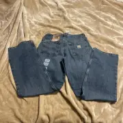 Carhartt Jeans Mens 30X32 Blue Relaxed Fit Denim Light Wash Work Cotton Pants