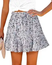 [Aoudery] Womens Summer Flowy Shorts Casual Boho Floral Skorts Ruffle Mini Skirts Running Tennis Chiffon Butterfly Shorts