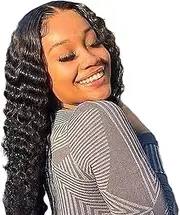 Curly Lace Front Wig Human Hair - Pre Plucked Glueless Transparent Lace Frontal Wig - 150% High Density Human Hair for Women, Lace Front Wig, Natural Hairline Curly Wigs Jmedic