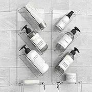 Cuukie Acrylic Shower Shelves,Shampoo holder, Bathroom Organizer Caddy,Clear Shelf Wall Mounted,No Drilling and Rustproof