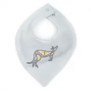 Kakadu Tiny Tots Kangaroo Dreaming Bib - Glacier Grey