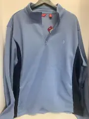 Izod Mens Blue Cotton Blend Long Sleeve Quarter Zip Pullover Sweater Size XL