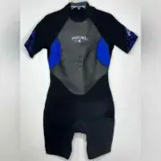 XCEL Expedition Black Blue Floral Short Sleeve Boy Short Wetsuit Women's Size 12