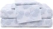 [Stone Cottage] Sheet Set, Crisp & Breathable Percale Cotton Bedding with Matching Pillowcases, 200-Thread Count, Deep Pocket, Vintage Inspired Home Essentials (Fairfield Blue, Queen)