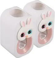 SOESFOUFU 2pcs Toothpaste Dispenser Automatic Toothpaste Squeezer Cartoon Rabbit Toothbrush Holder for Bathroom Wall Mounted Toothpaste Organizer for Shower